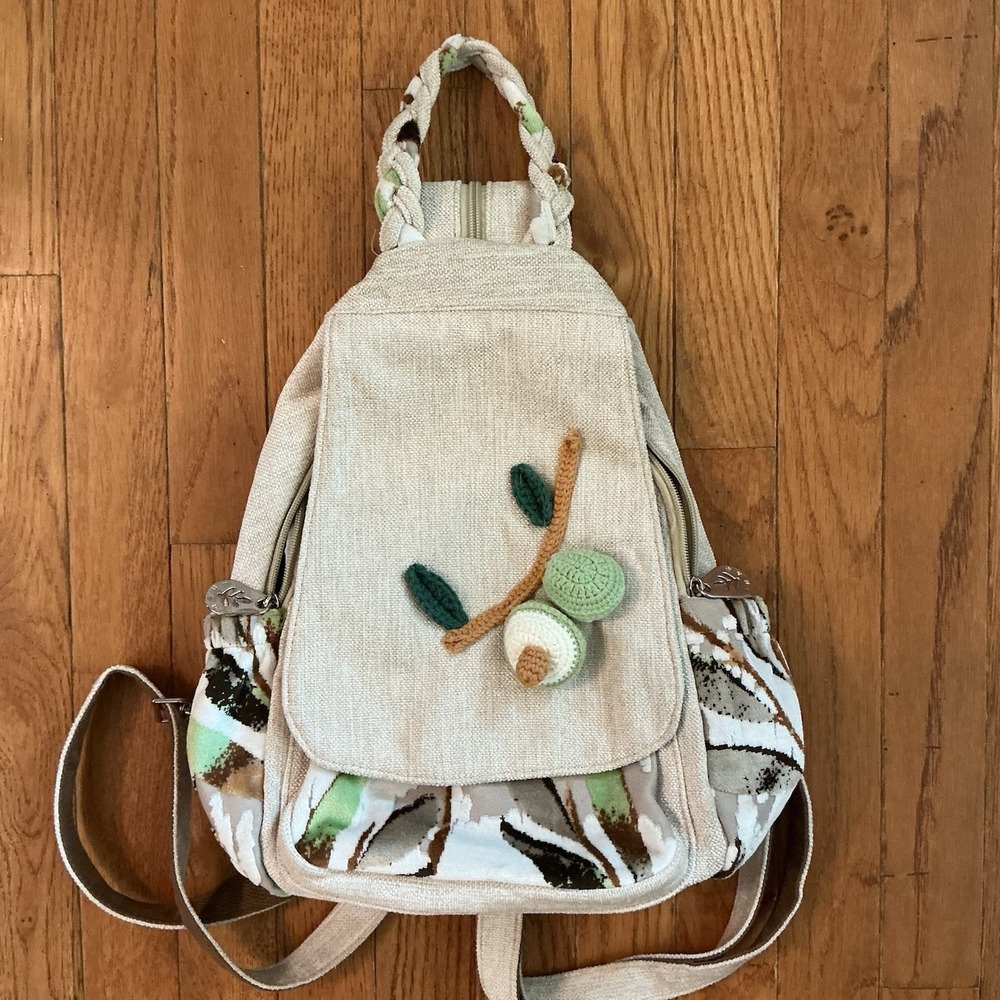Floral Embroidered Applique Women's Backpack with Zipper Pockets Boho Whimsical